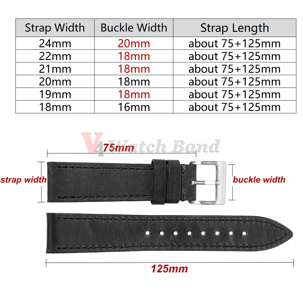 Genuine Cowhide Watch Strap 18mm 19mm 20mm 21mm 22mm 24mm for Samsung Galaxy Watch 7/6/5/4 Vintage Brown Quick Release Bracelets
