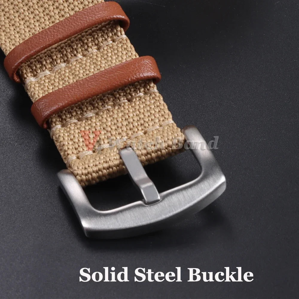 Canvas Nylon Patch Leather Strap for Rolex Watchband for Omega Wristband Soft Watch Bracelet for Seiko Replacement 20mm 22mm