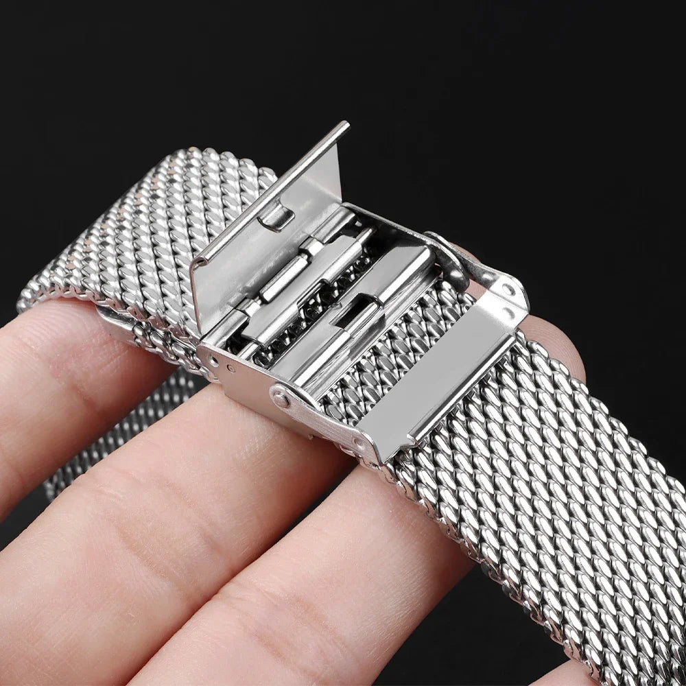 1.0mm Milanese Mesh Wrist Band18mm 20mm 22mm 24mm Watch Band Quick Release Stainless Steel Strap 3.0mm Thick Heavy Bracelet