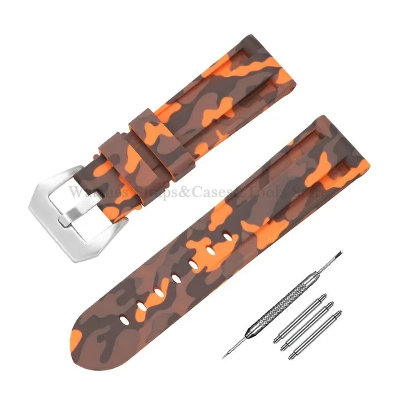Camouflage Rubber Strap For Panerai Band 20mm 22mm 24mm 26mm Silicone MenSport Waterproof Wristband For Omega Universal Bracelet