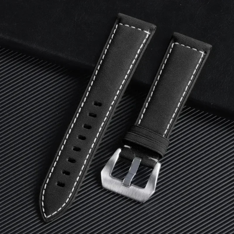 18mm 20mm 22mm 24mm Genuine Leather Watchband for Panerai Sport Wristband Vintage Matte Polished Watch Strap Blue Brown Bracelet