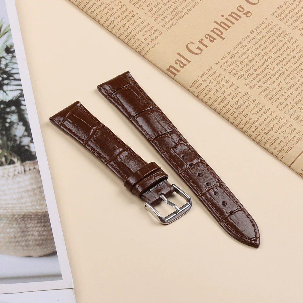 18mm 20mm 22mm 24mm Genuine Leather Watchband Crocodile Pattern Straps Mens Replacement Universal Bracelet