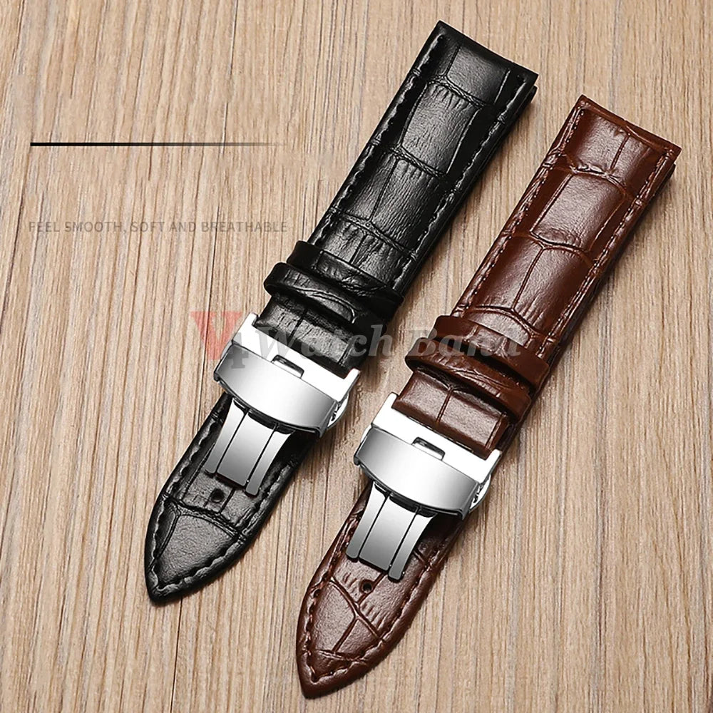 18mm 20mm 22mm 24mm Crocodile Pattern Straps for Wrist Bracelet for Seiko Vintage Leather Watch Band for Omega Butterfly Buckle