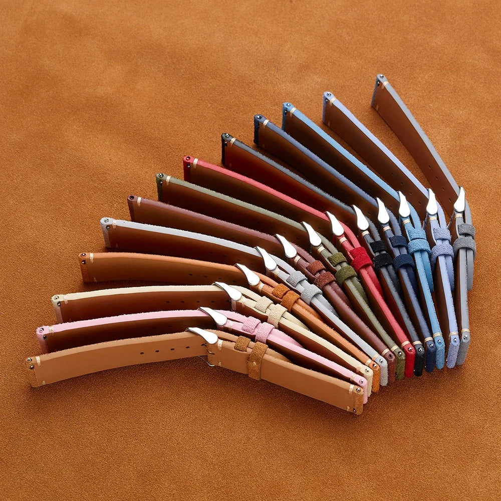 14mm 16mm 18mm Wristband Quick Release Soft Suede Strap 20mm 22mm Brown Watch Bands Calfskin Bracelet Women&Men Accessories