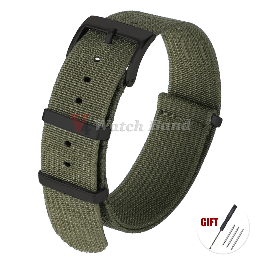 Universal Fabric Bracelet for Seiko 20mm 22mm with Black Buckle Nylon Band for Omega Wristband for Rolex Watch Strap Accessories