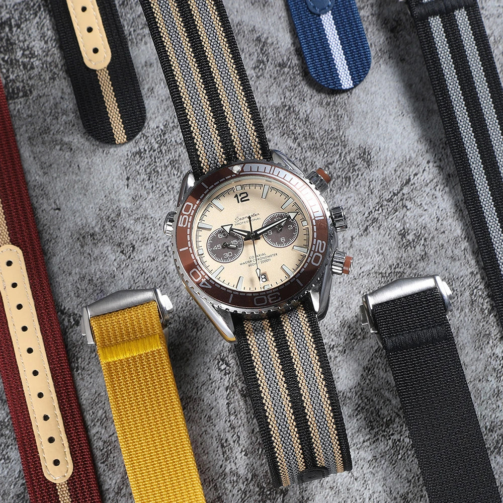 20mm 22mm Quality Ribbed Nylon Watch Strap for Omega Band Folding Buckle Waterproof Deploymant Watchband Men Belt Accessories