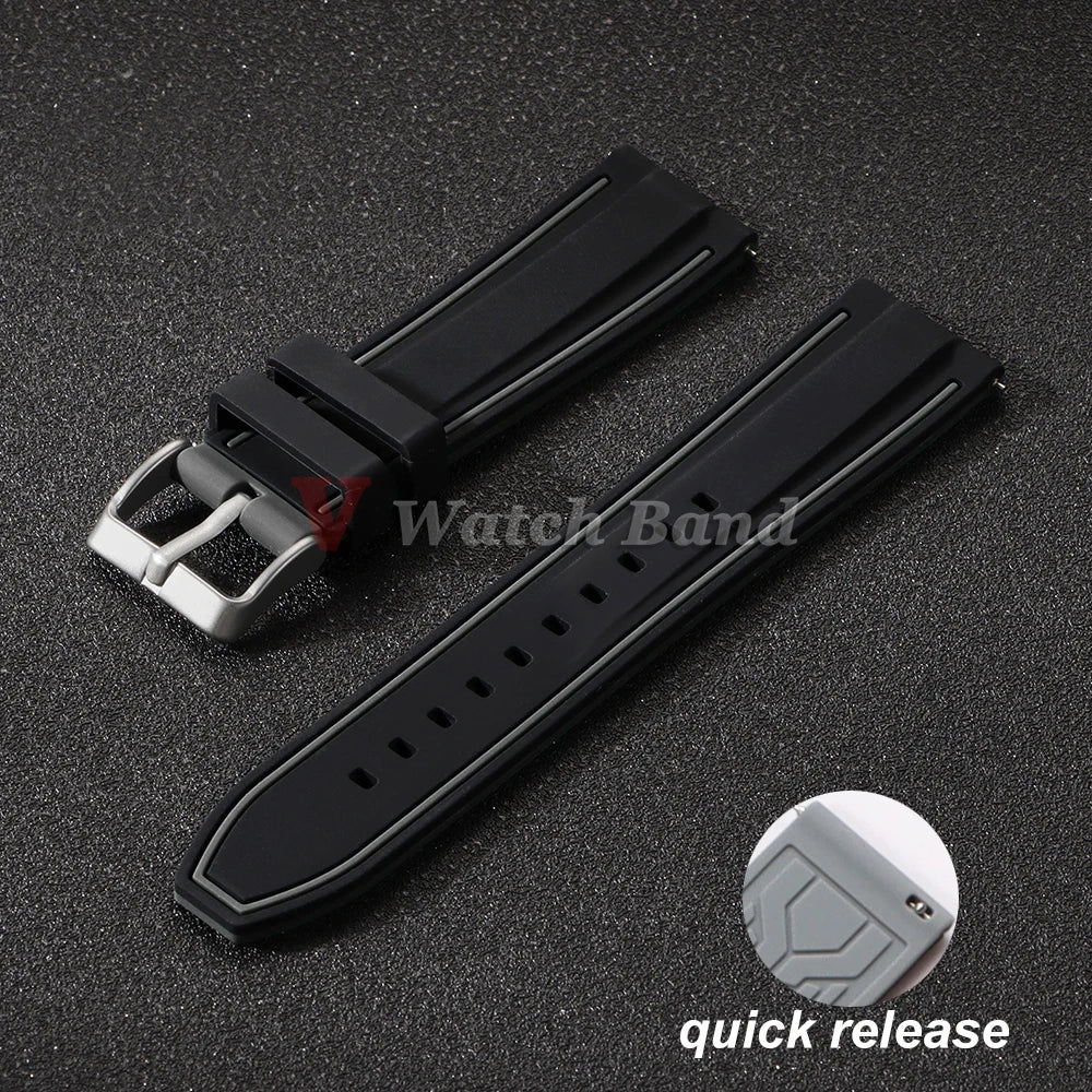 Silicone Watch Band 20mm 22mm 24mm Soft Quick Release Rubber Watch Straps for Samsung Galaxy for Garmin for Huawei Watch