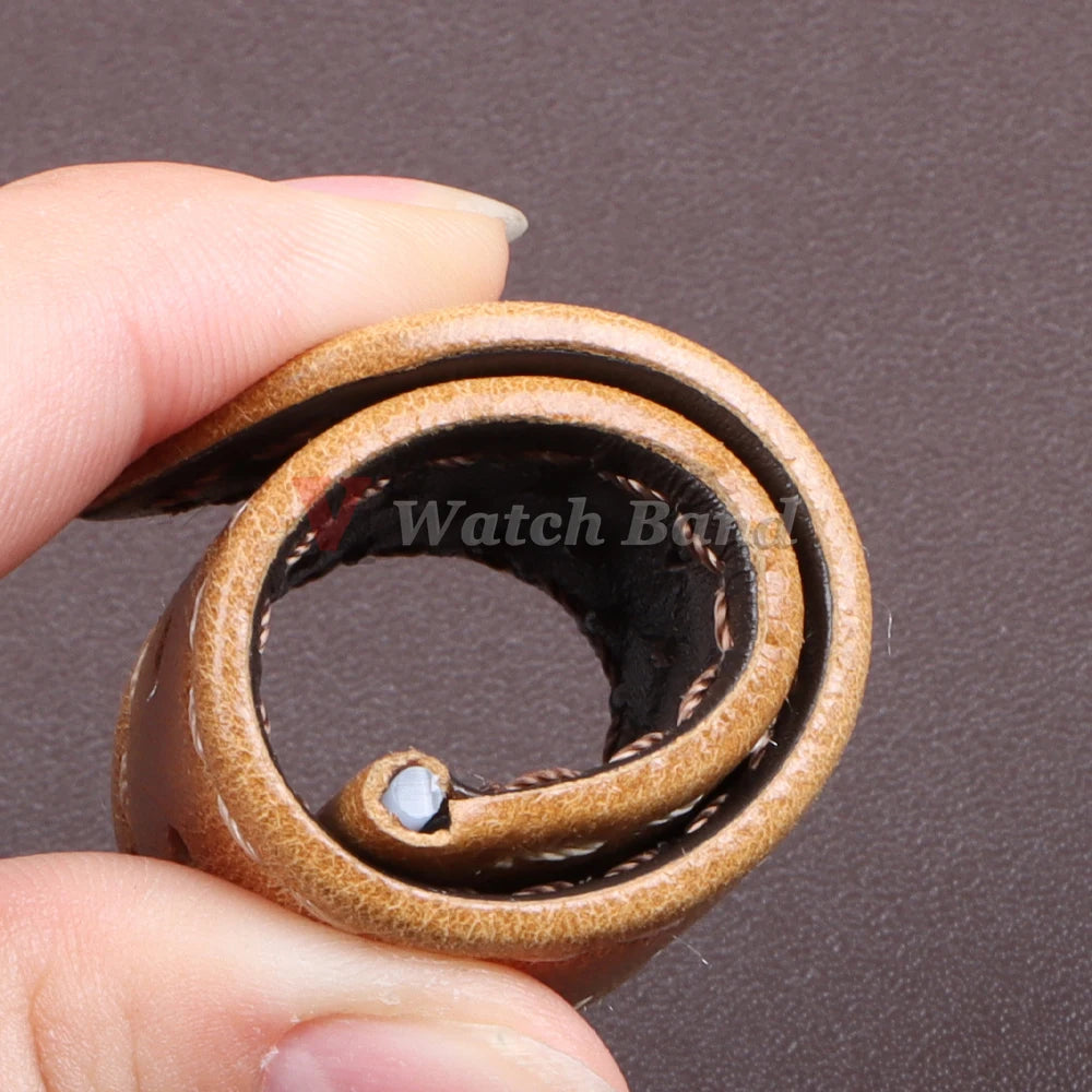 Genuine Cowhide Leather Strap for Samsung Galaxy Watch 6 5 4 Breathable Retro Wristband for Seiko Bracelet for Omega 18/20/22mm