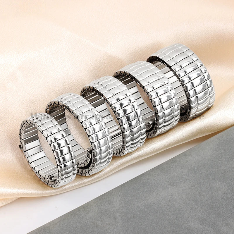 12mm 14mm 16mm 18mm 20mm Stretch Expansion Stainless Steel Watch Band Strap Metal Elastic Belt Accessories Men Women Bracelets