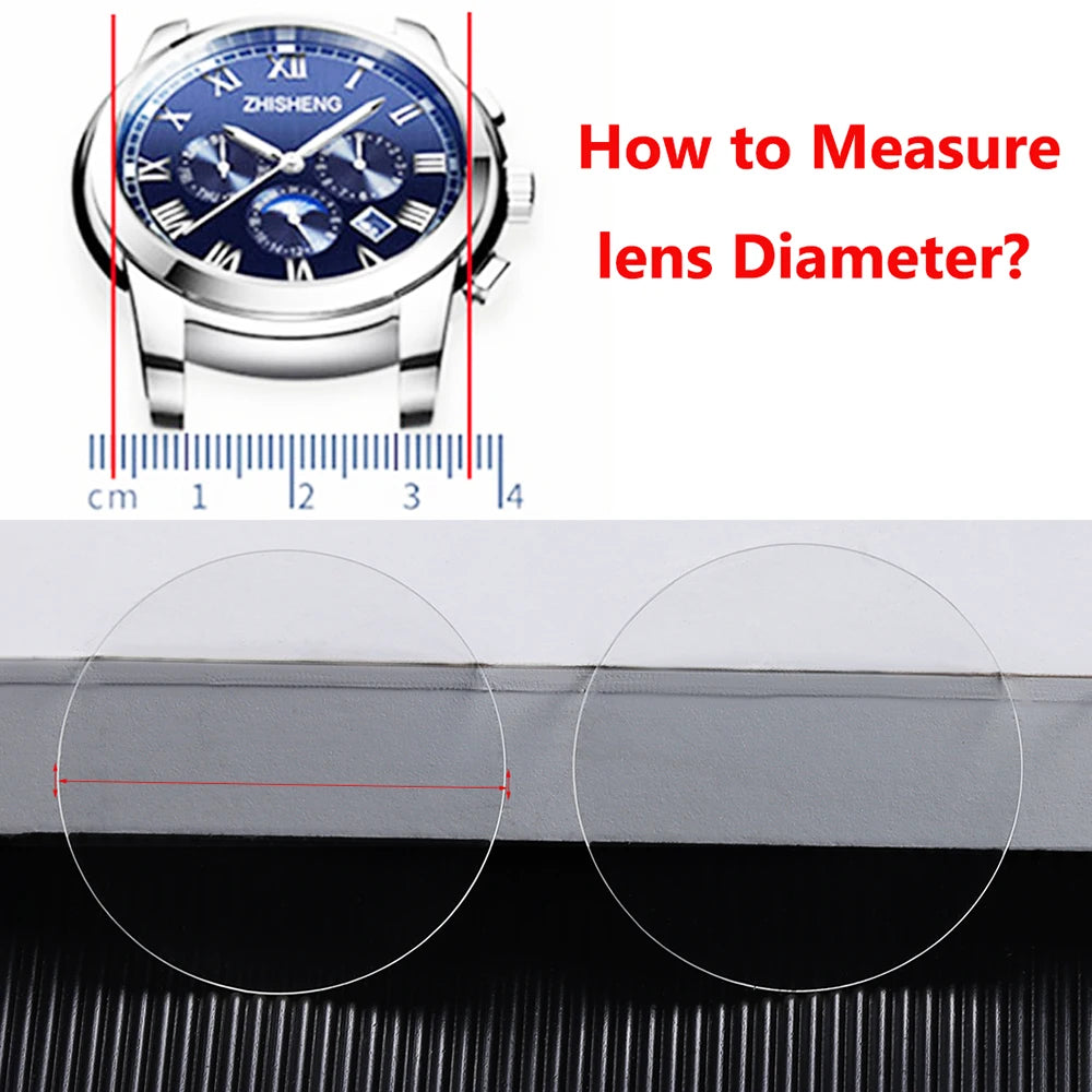 2pcs Watch Glass 28-42mm Diameter Watch Repair Tools Smart Watch Replacement Glass Crystal Lens Round Watch Tempered Film