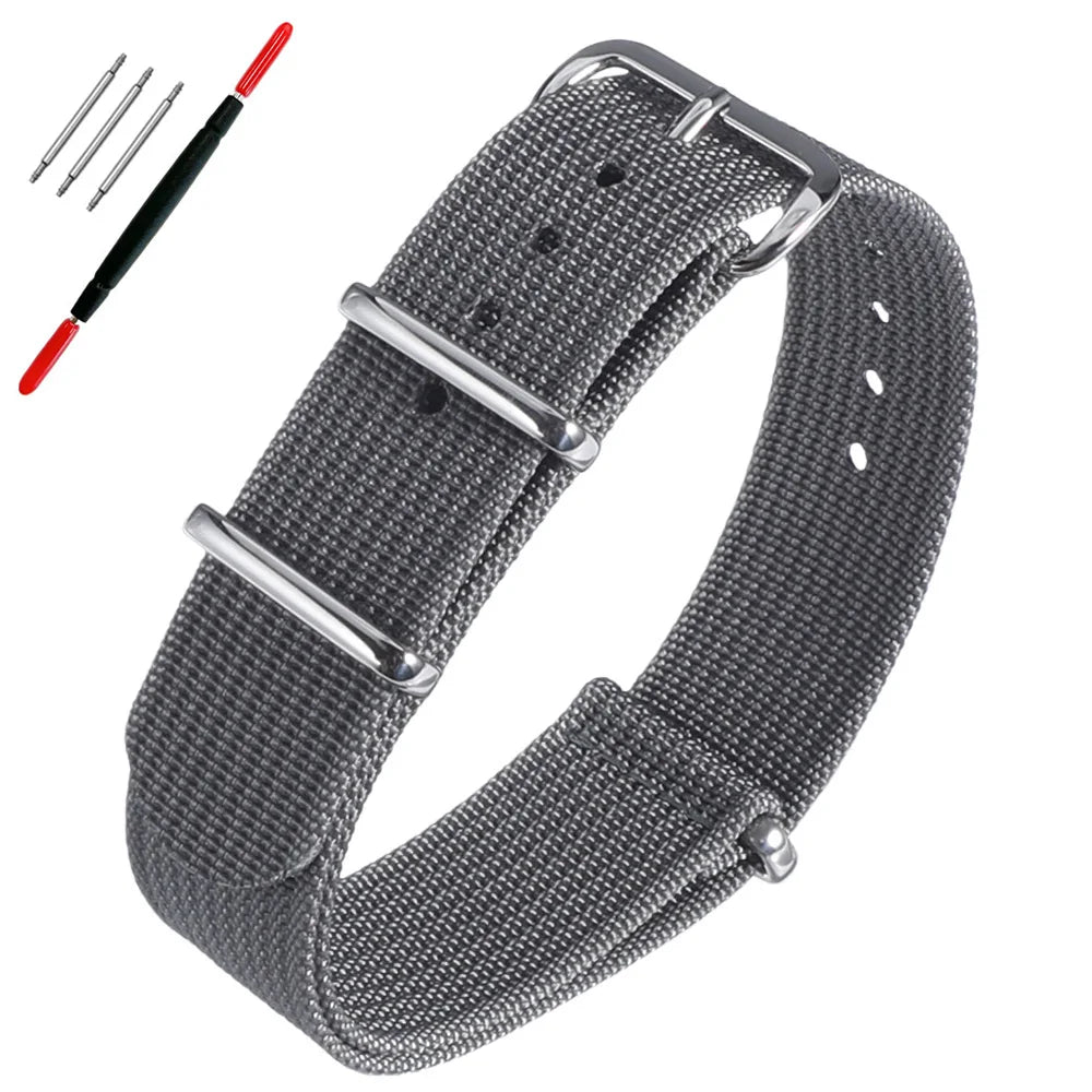 16mm 18mm 19mm 20mm 22mm 24mm Nylon Ribbed Watch Strap Band Military Casual Watchband Sport Bracelet Replacement Belt For Men