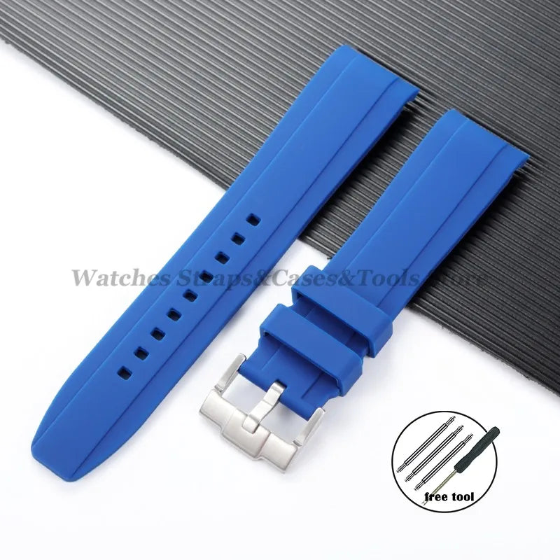 20mm 22mm Rubber Strap High Quality Curved End Silicone Watch Band for Swatch for Omega for Moonswatch for Rolex Waterproof Belt