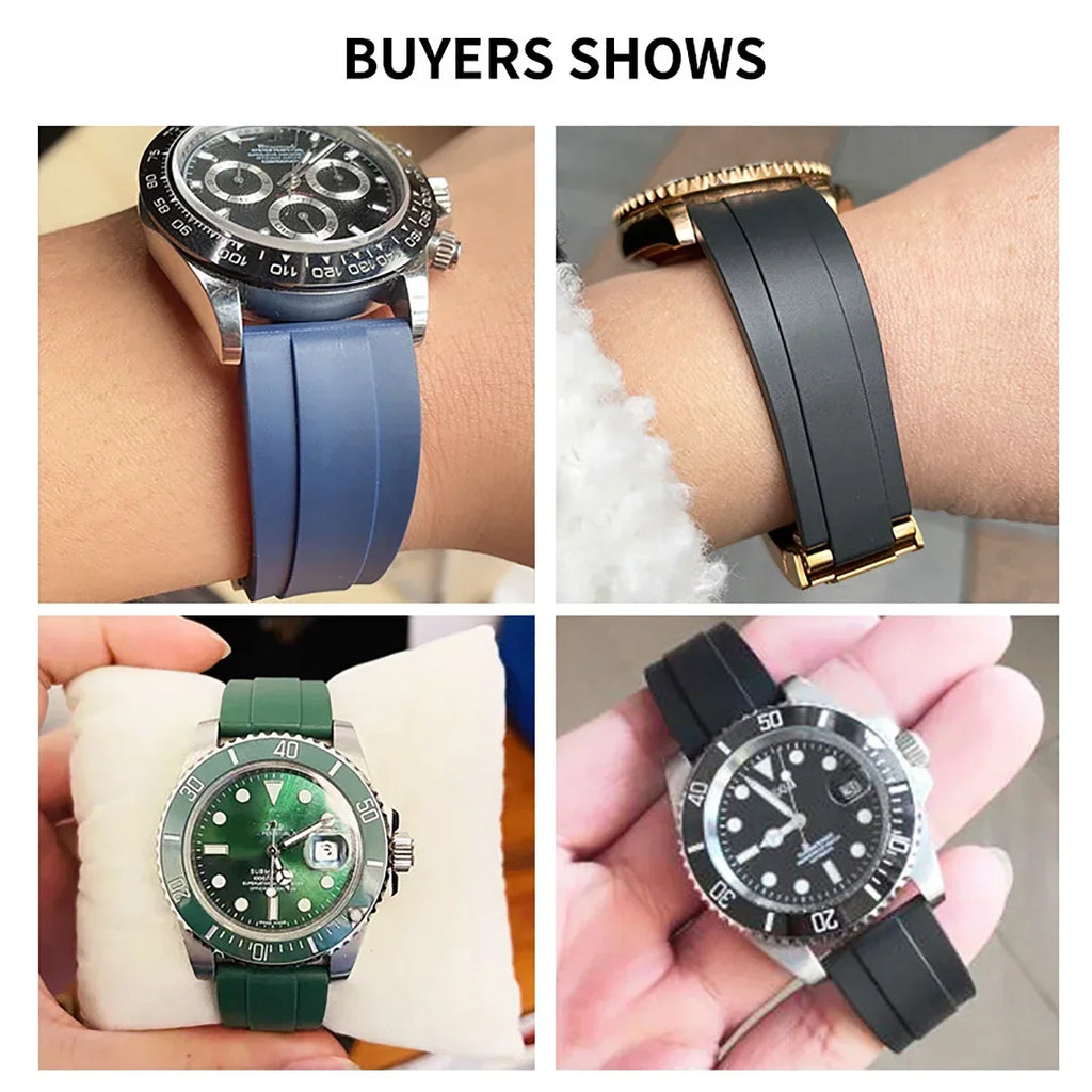 20mm Bracelet for Rolex Submariner DAYTONA GMT DEEPSEA Silicone Strap Diver Sport Waterproof  Rubber Watchband 9×9mm SlideBuckle