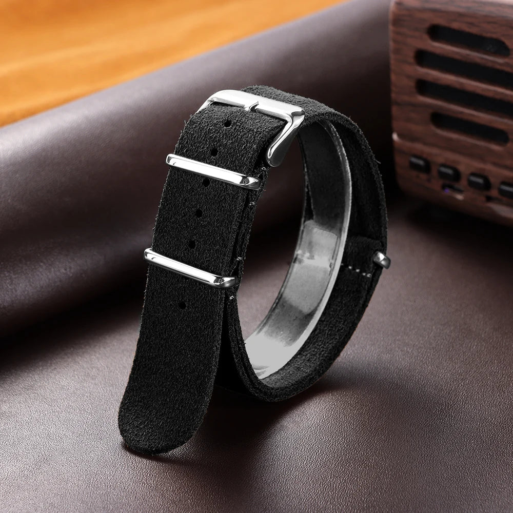 20mm 22mm Wrist Bracelet for Seiko Vintage Soft Suede Genuine Cowhide Watchband for Omega Strap for Samsung Galaxy Watch 4/5/6/7