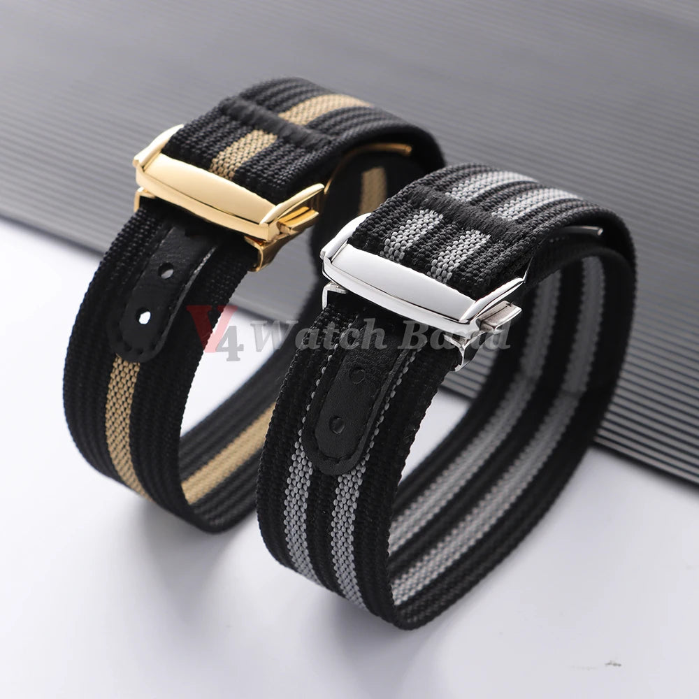 Black Gold Buckle Watch Band 20mm Men's Army Sports Breathable Braided Nylon Strap for Seiko Fabric Bracelet Wristbelt for Omega