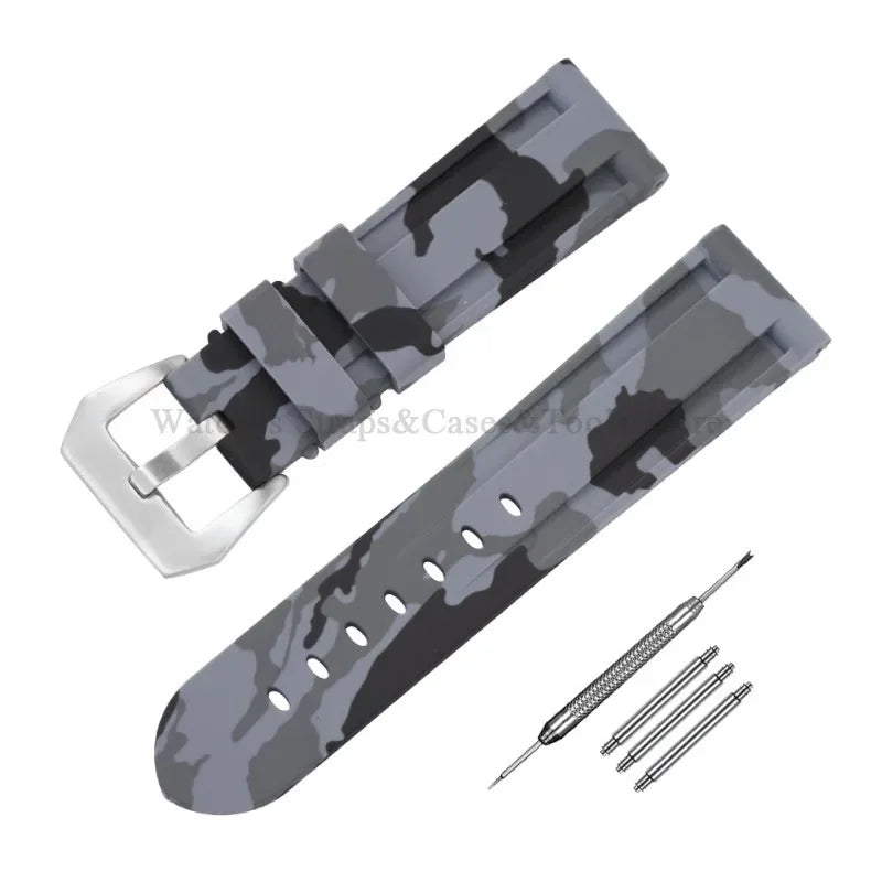 Camouflage Rubber Strap For Panerai Band 20mm 22mm 24mm 26mm Silicone MenSport Waterproof Wristband For Omega Universal Bracelet