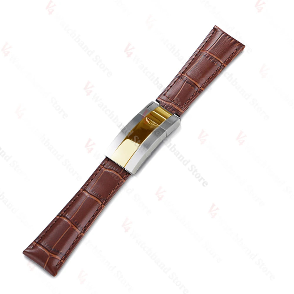 20mm Watch Band for Rolex SUBMARINER Yacht-Master DAYTONA GMT Cowhide Leather Men Strap Waterproof Wrist Belt Watch Accessories