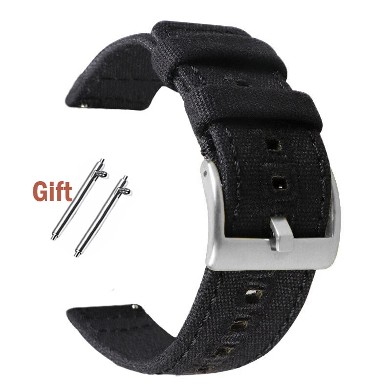 Braided Canvas Watch Band for Samsung Galaxy 3/4 40mm 44mm Classic 46/42mm Quick Release Bracelet for Huawei Strap18mm 20mm 22mm