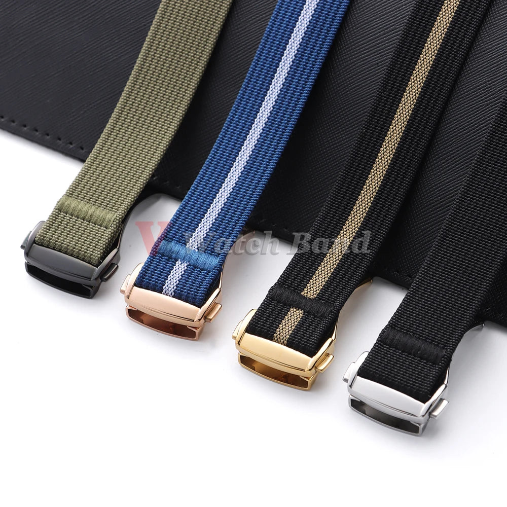 Black Gold Buckle Watch Band 20mm Men's Army Sports Breathable Braided Nylon Strap for Seiko Fabric Bracelet Wristbelt for Omega