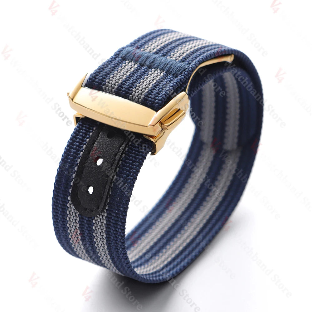 Black Gold Buckle Watch Band 20mm Men's Army Sports Breathable Braided Nylon Strap for Seiko Fabric Bracelet Wristbelt for Omega
