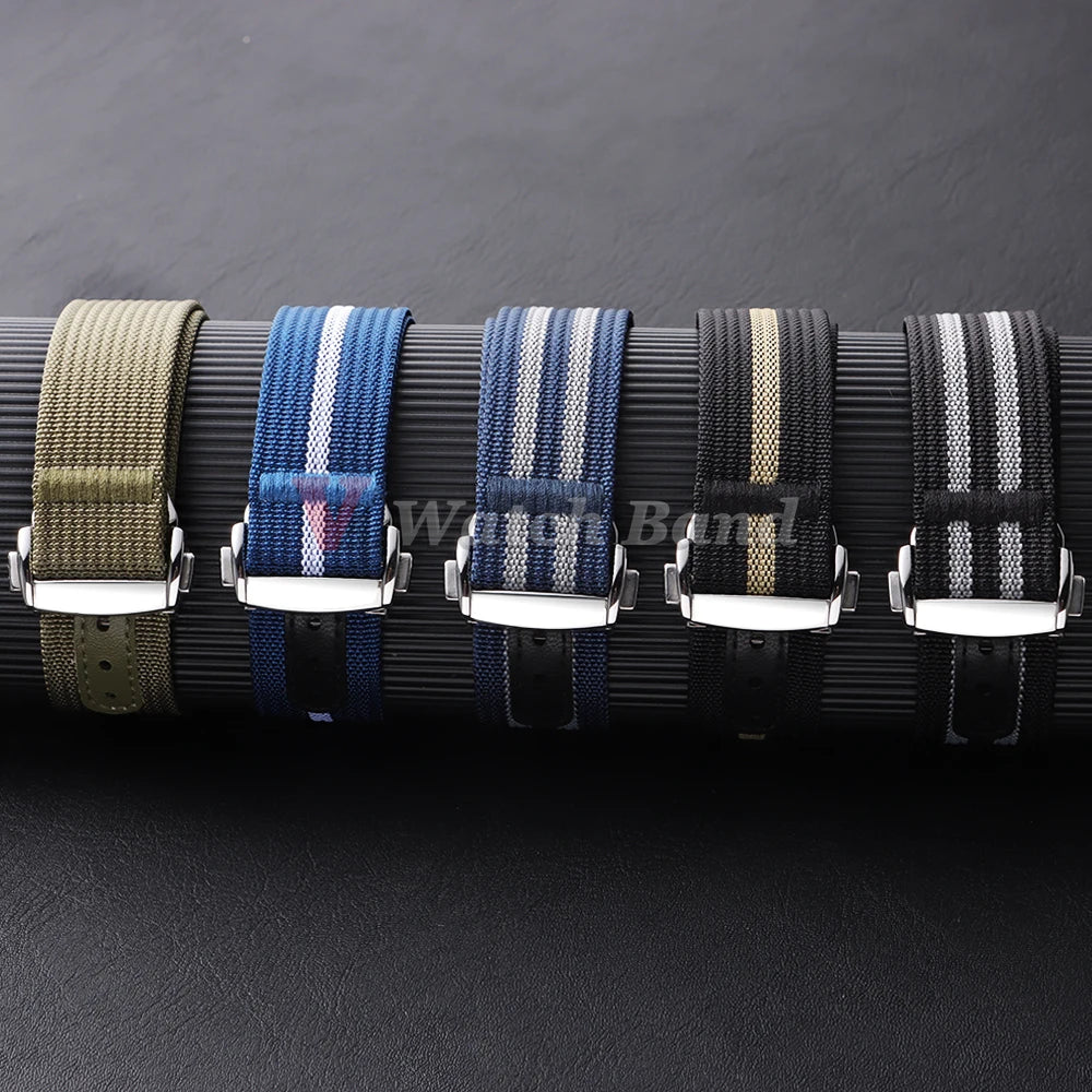 20mm Nylon Strap for Seiko for Tudor Loop Fastener Watchband Men Green Military Waterproof Wrist Bracelet for Omega Replacement