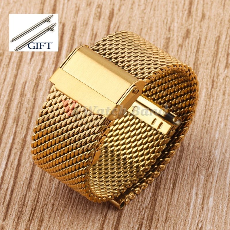 1.0mm Mesh Milanese Watchband Quick Release for DW Stainless Steel Bracelet for Omega Adjustable Straps for Seiko 18mm 20mm 22mm