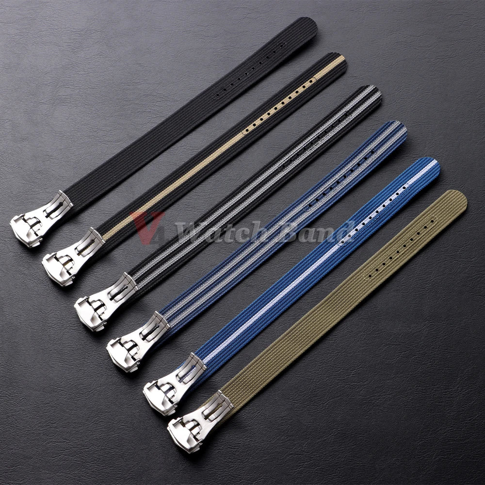 Canvas Nylon Watch Strap 20mm for Omega for Swatch for MoonSwatch for Seiko Men Women Sport Waterproof Folding Buckle Watchband