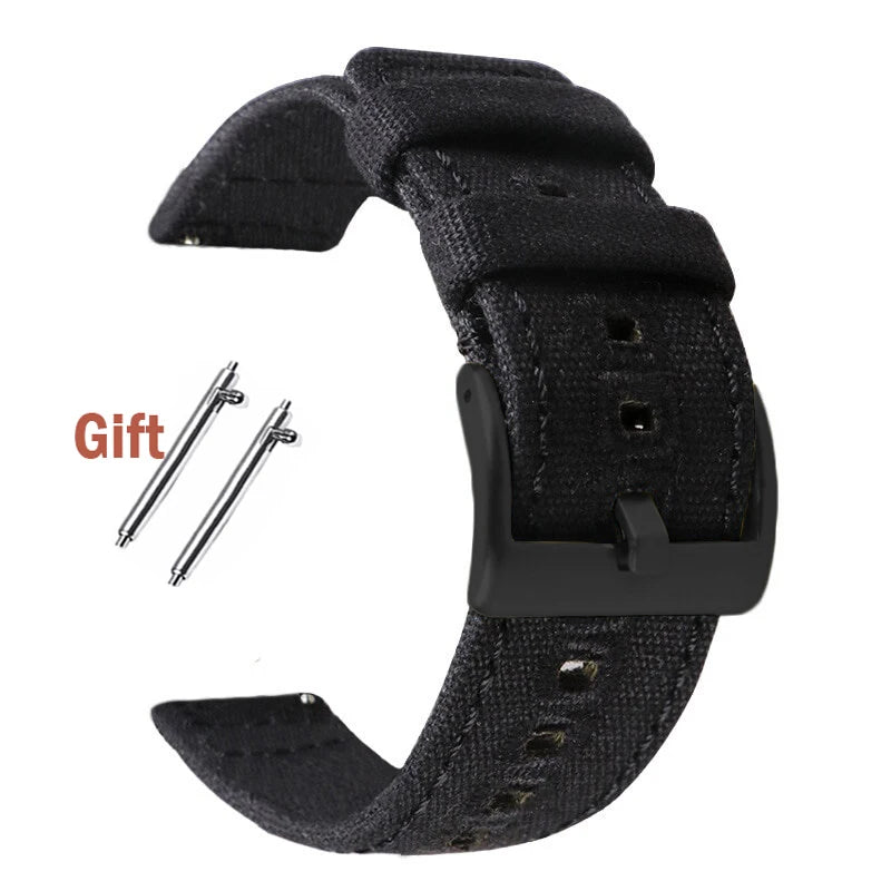 Braided Canvas Watch Band for Samsung Galaxy 3/4 40mm 44mm Classic 46/42mm Quick Release Bracelet for Huawei Strap18mm 20mm 22mm