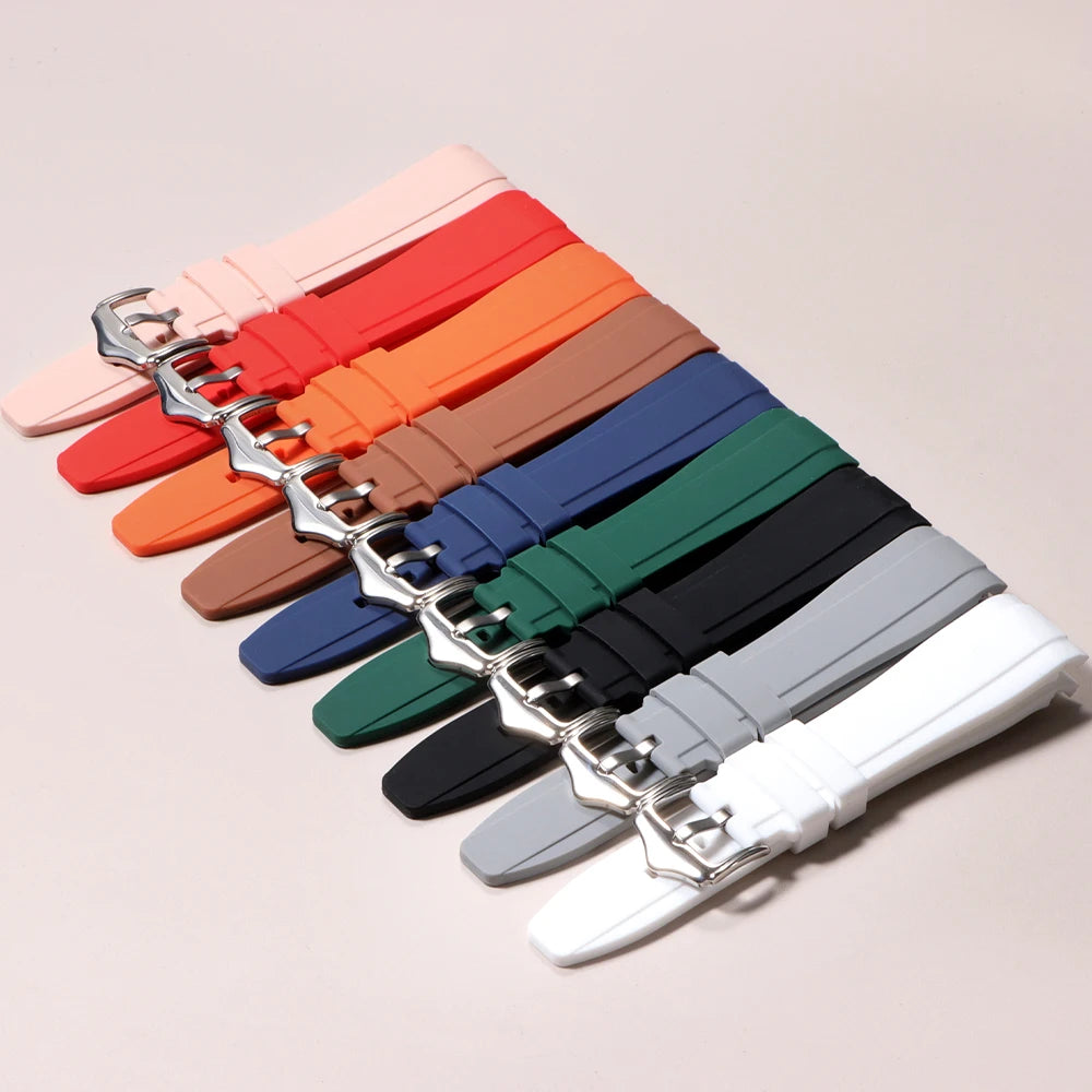 Curved End Rubber Watch Strap for Swatch for Omega Moonswatch 20mm 22mm Universal Wrist Band for Seamaster for Rolex for Tissot