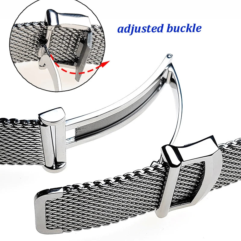 1.0 Mesh Milanese Watchband for Omega Seamaster 007 Bracelet for IWC Pilot Folding Buckle 20mm 22mm Stainless Steel Watch Strap