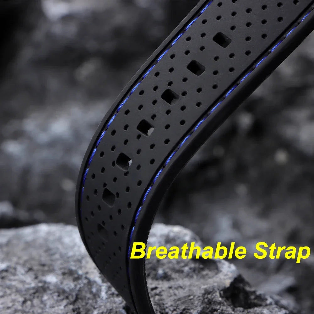 20mm 22mm Premium Silicone Watch Band Butterfly Buckle Waterproof Soft Rubber Strap Breathable Strap Replacement Universal Watch