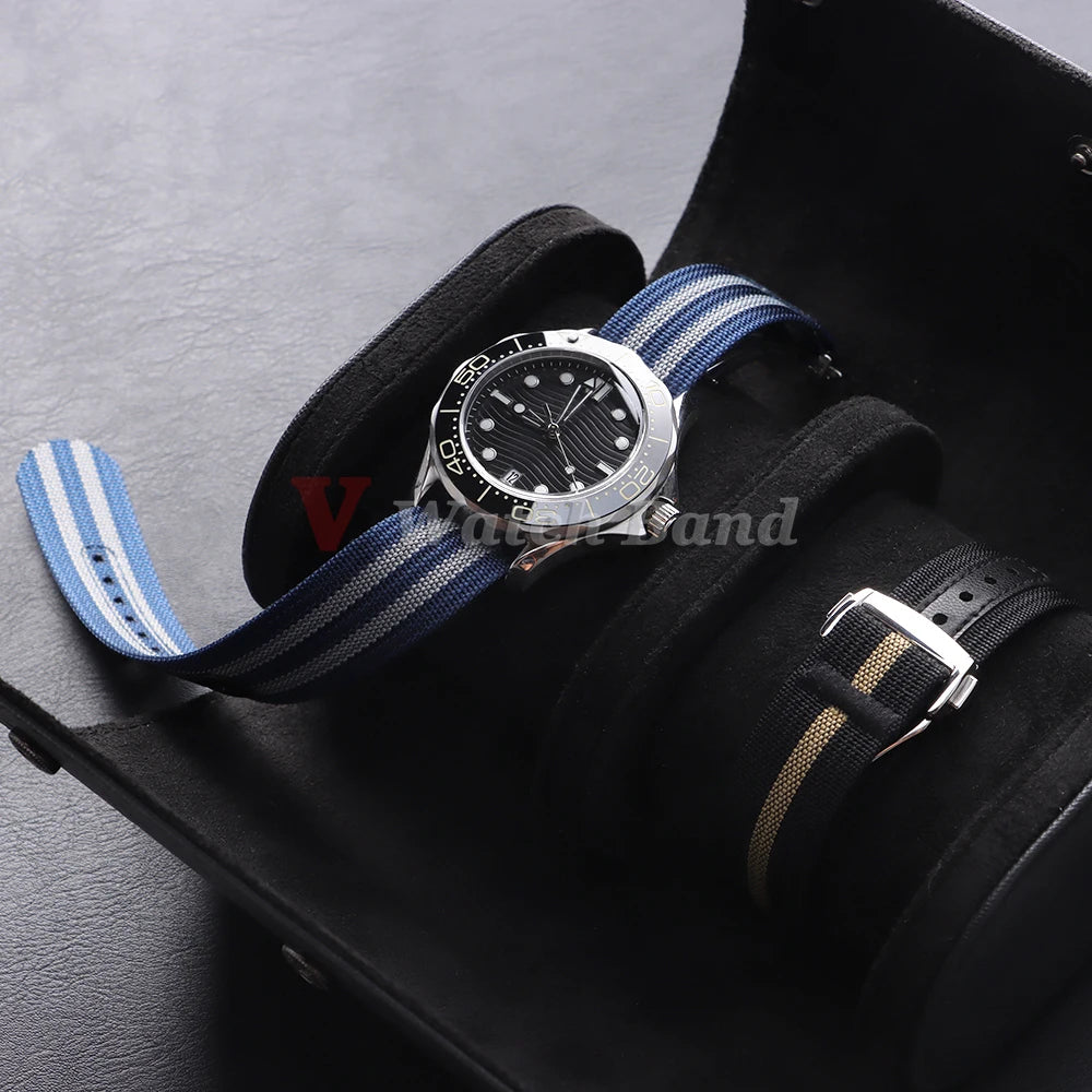 Black Gold Buckle Watch Band 20mm Men's Army Sports Breathable Braided Nylon Strap for Seiko Fabric Bracelet Wristbelt for Omega