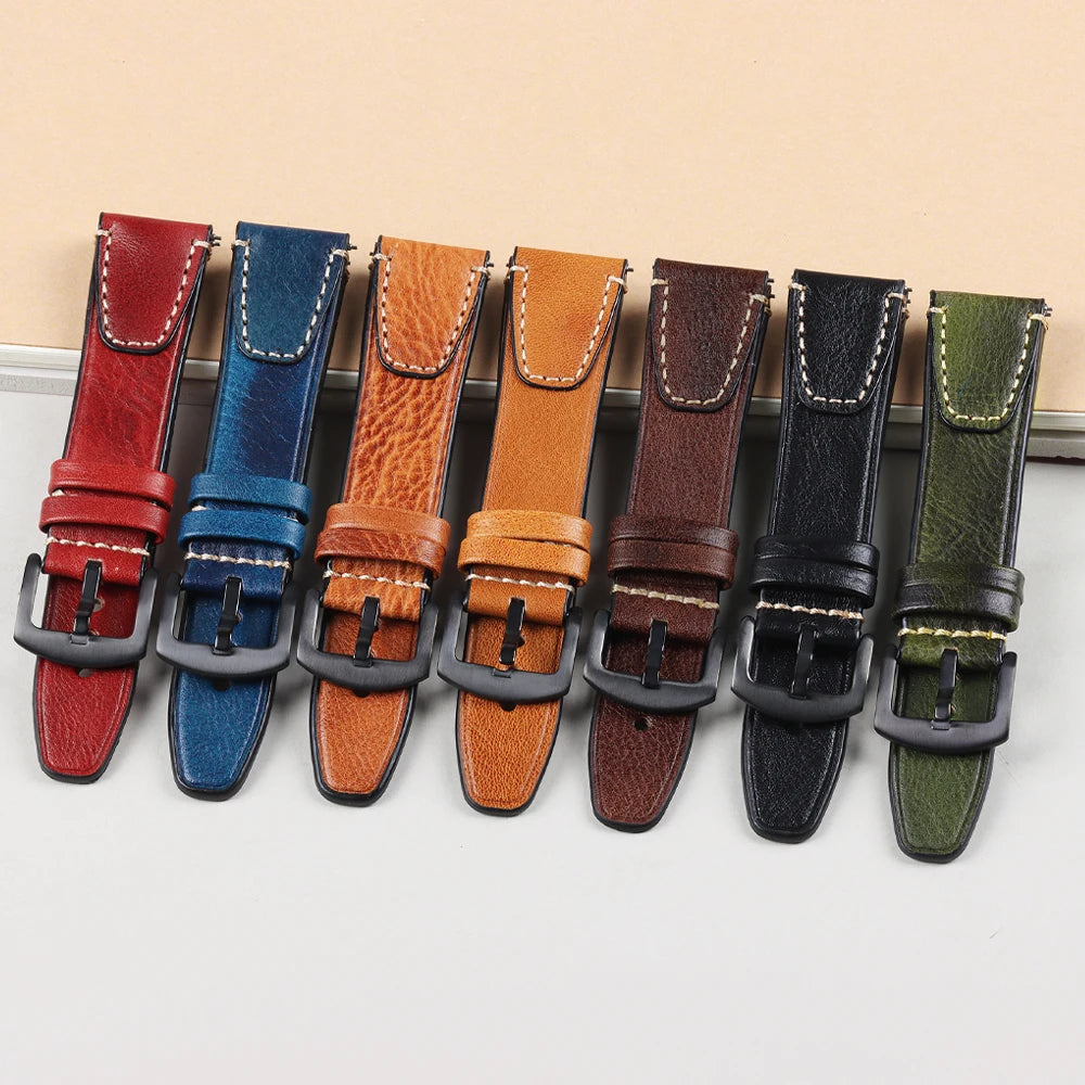 Retro Genuine Leather Watchband for Seiko Snxs79 Watch Straps Men Women for Rolex Oyster 18mm 20mm 22mmWrist Belt Bracelet