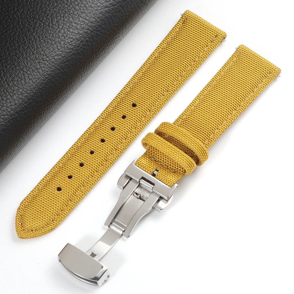 Quick Release Nylon Sailcloth Watch Strap 18mm 19mm 20mm 21mm 22mm 24mm Butterfly Buckle Band For Omega For Seiko Watchband