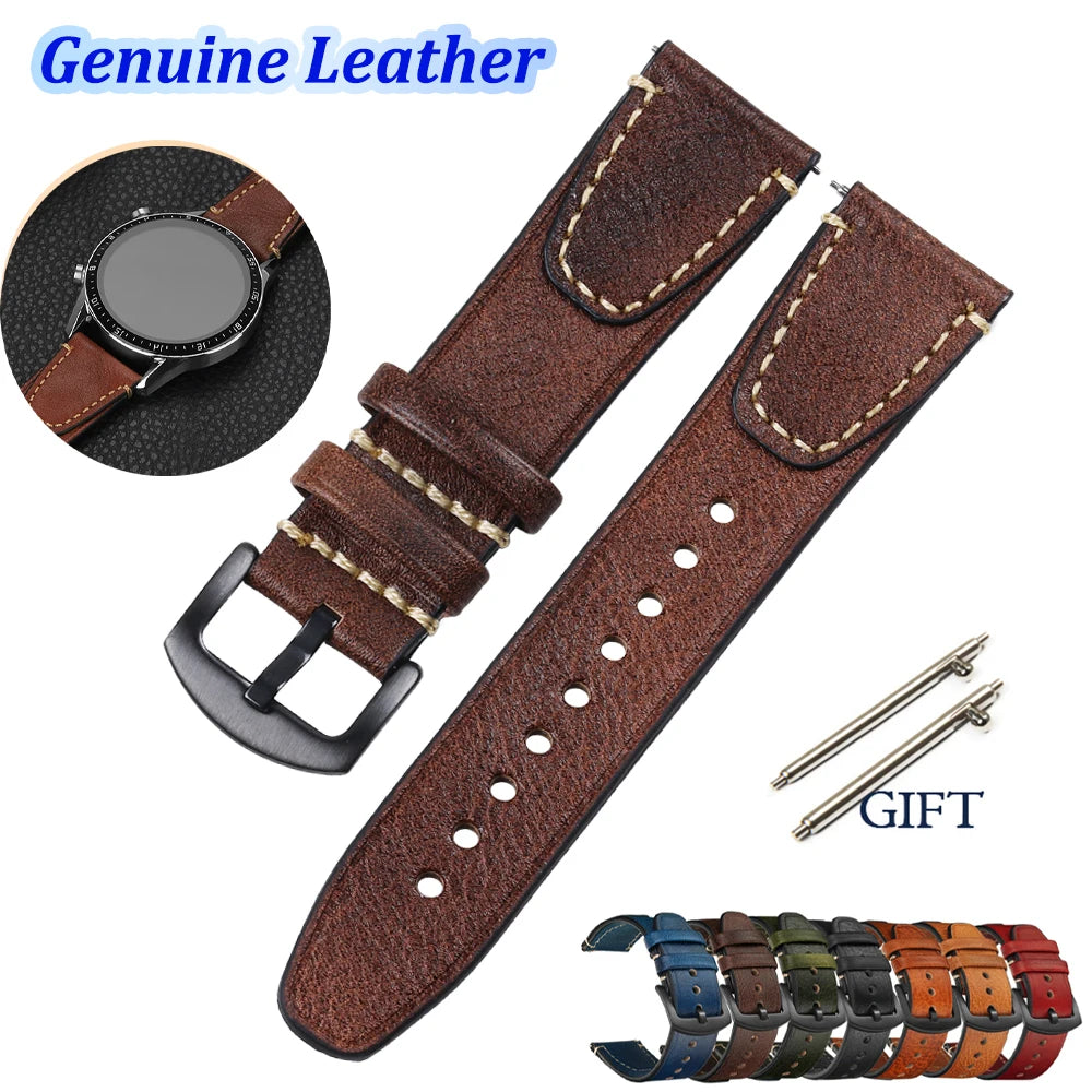 Retro Genuine Leather Watchband for Seiko Snxs79 Watch Straps Men Women for Rolex Oyster 18mm 20mm 22mmWrist Belt Bracelet