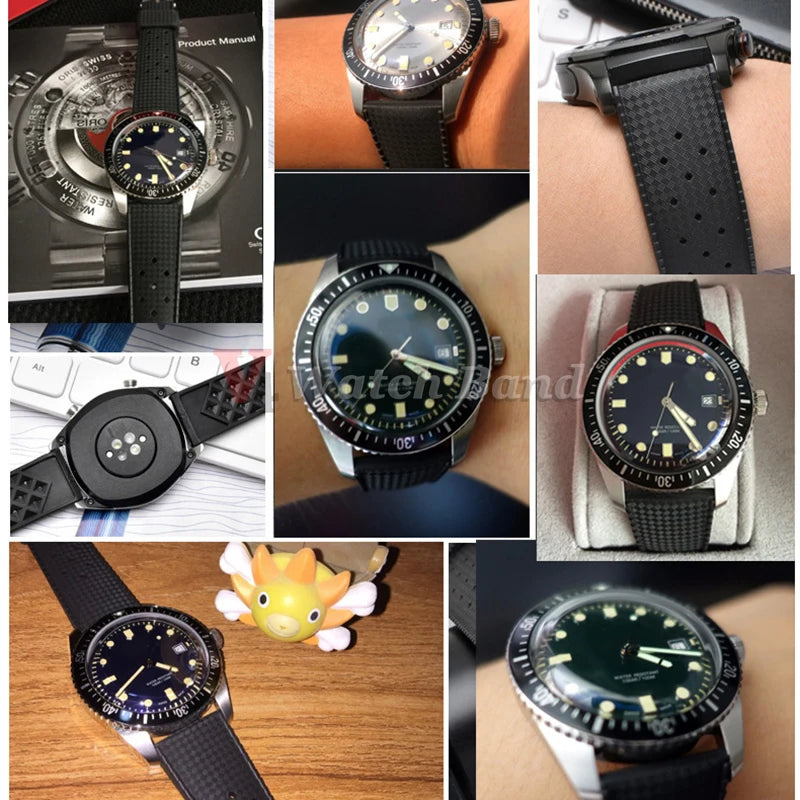 18/20/22mm Premium Grade Tropical Rubber Watch Strap for Fossil for Seiko Bands for Oris for Omega for S-eiko SRP7J1 Watch Bands