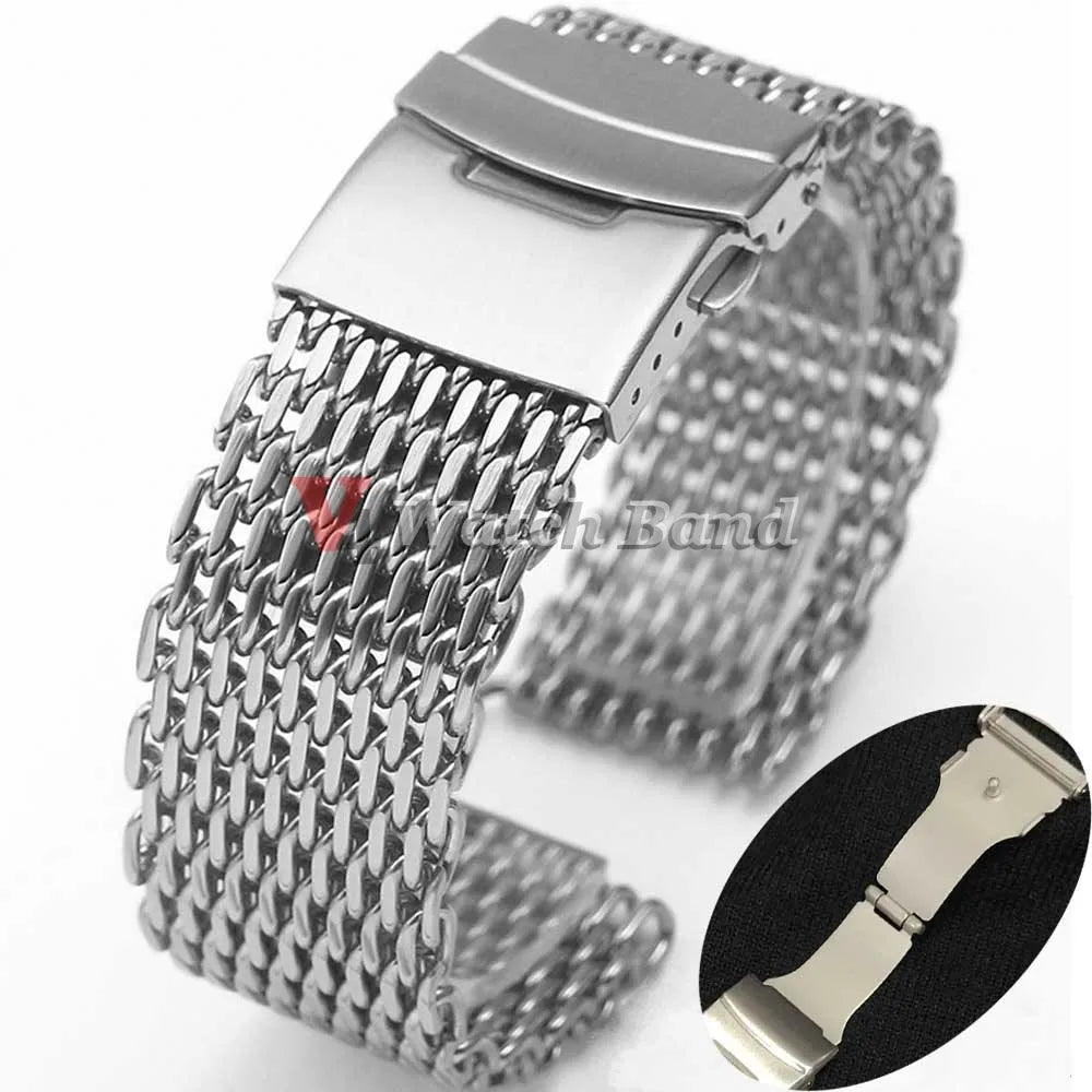 Luxury Shark Mesh Stainless Steel Watch Band for Seiko 20mm 22mm Belt  Milanese Strap for Samsung for Casio for Citizen Bracelet