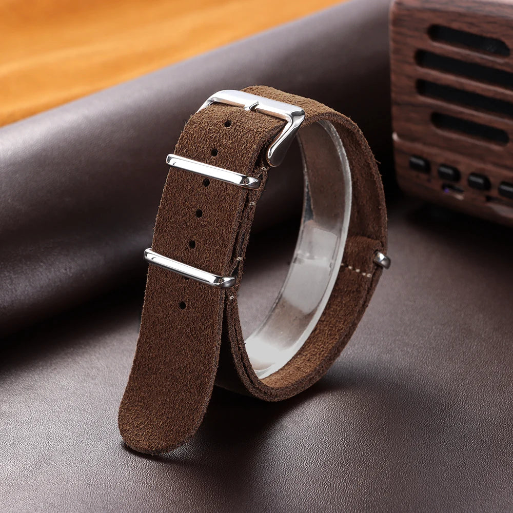 20mm 22mm Wrist Bracelet for Seiko Vintage Soft Suede Genuine Cowhide Watchband for Omega Strap for Samsung Galaxy Watch 4/5/6/7