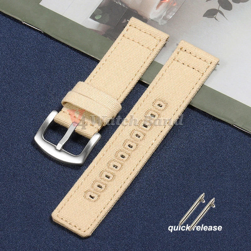 Quick Release Bracelet 18mm 20mm 22mm for Huawei Strap Braided Canvas Watch Band for Samsung Galaxy 3/4 40/44mm Classic 46/42mm