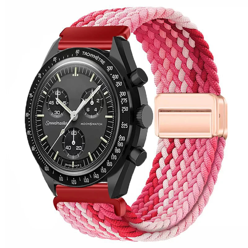 Nylon Loop Strap For Omega X Joint MoonSwatch Magnetic Weave Bracelet 20mm For Amazfit Active 2 GTR 42mm Samsung Gear S2 Classic