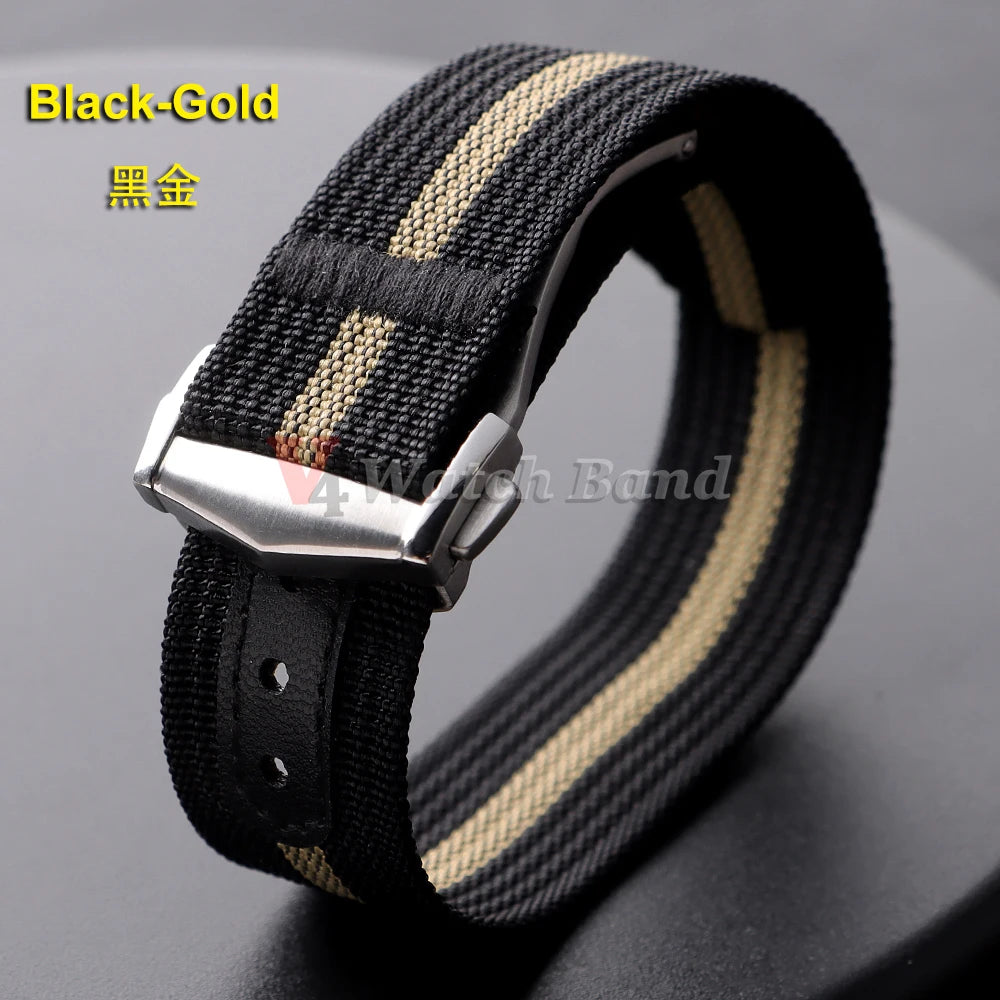 Canvas Nylon Watch Strap 20mm for Omega for Swatch for MoonSwatch for Seiko Men Women Sport Waterproof Folding Buckle Watchband