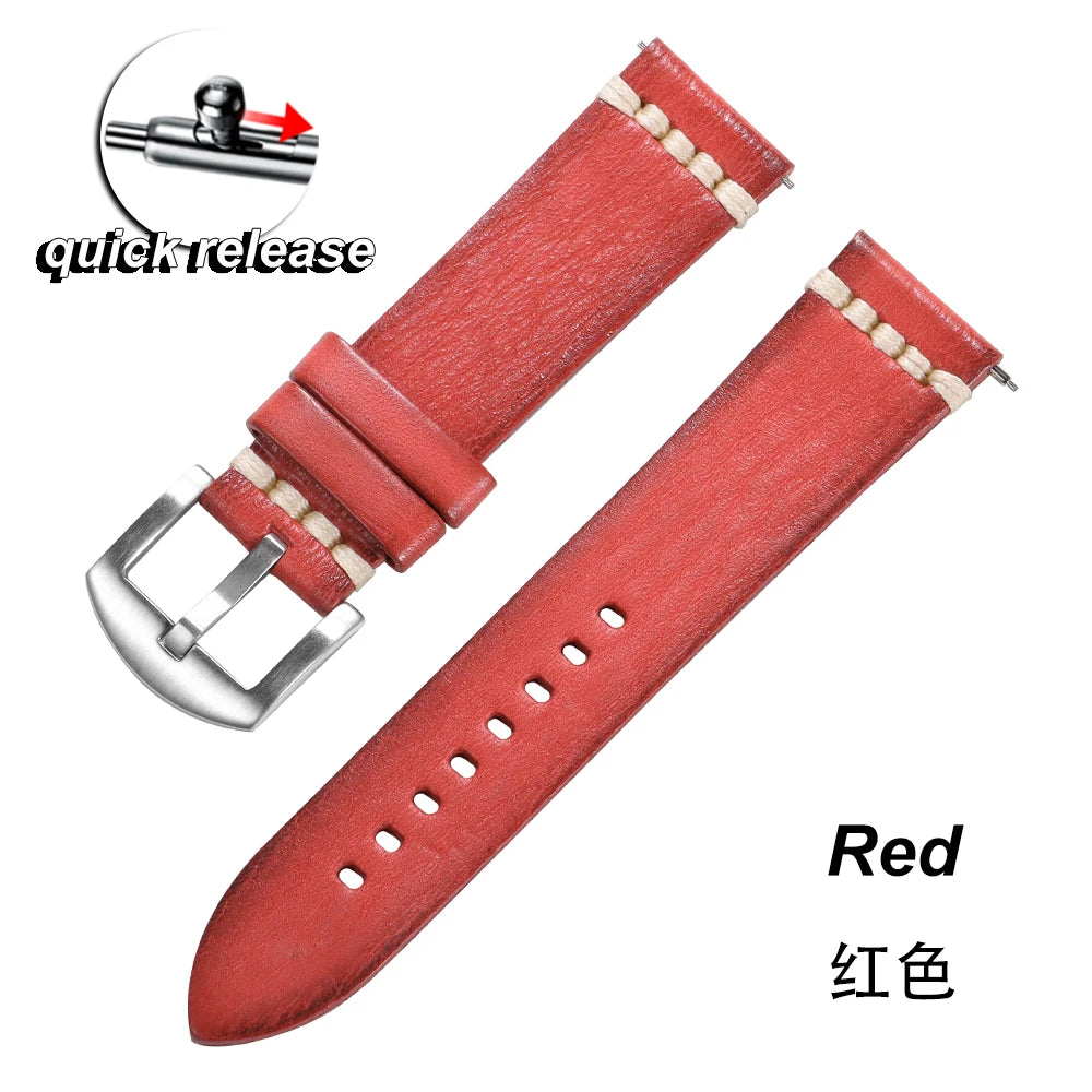 Stitching Calfskin Watch Strap 18mm 20mm 22mm 24mm for Samsung Vintage Cowhide Watchband for Tudor for Seiko Men Wrist Bracelet