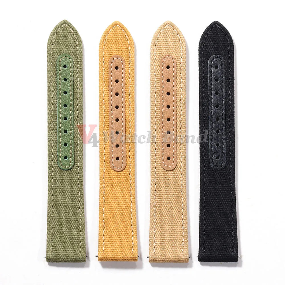 20mm 22mm Genuine Leather Nylon Watch Band Quick Release Strap Vintage Weave Bracelet for Men Women Replacement Wristband