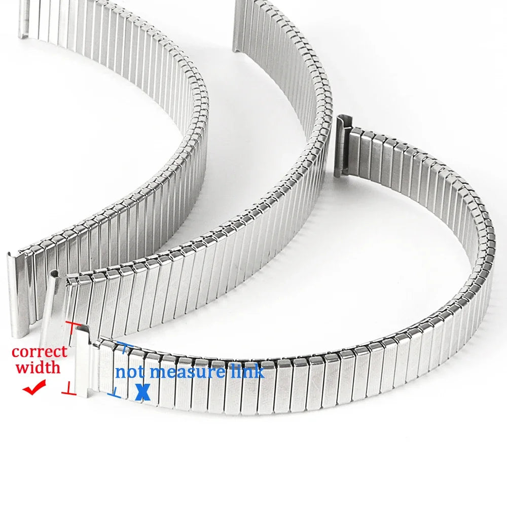 Metal Elastic Watch Band Stainless Steel Watch Bracelet 12/14/16/18/20mm Stretch Expansion Retractable Band Universal Watchband
