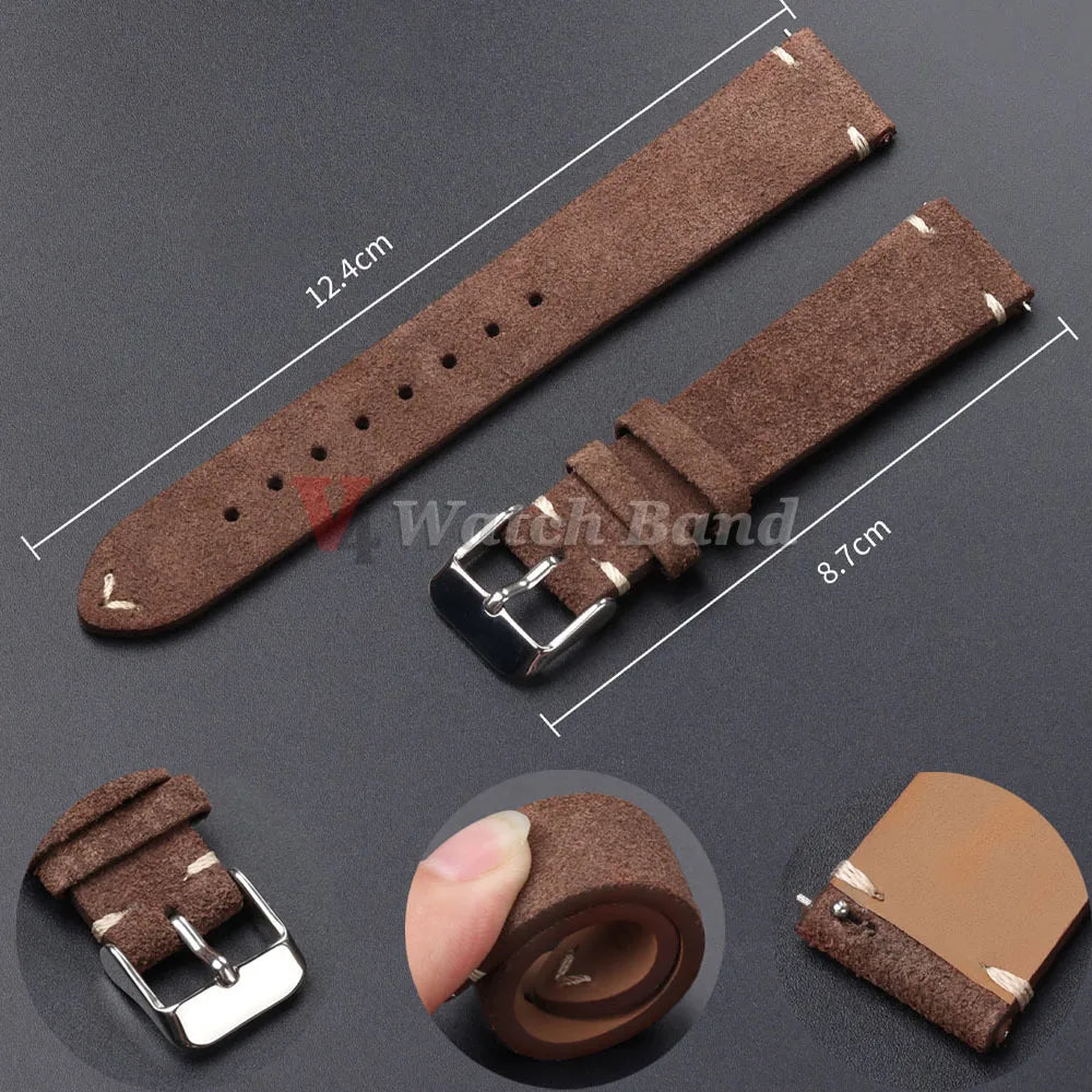 Quick Release Soft Suede Watch Strap for Seiko 18/20/22mm for Huawei Watch Gt3/Gt4 Bracelet 14/16mm Women Men Calfskin Wristband