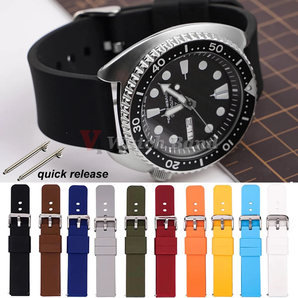 10/12/14/15/16/18/19/20/21/ 22/24mm Quick Release Silicone Strap for Samsung Galaxy Watch 3 4 5  for Huawei GT2/GT3 Smart Watch