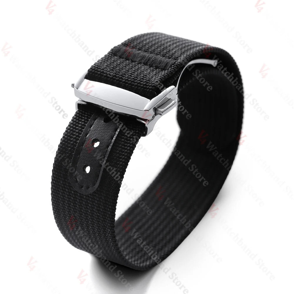 Black Gold Buckle Watch Band 20mm Men's Army Sports Breathable Braided Nylon Strap for Seiko Fabric Bracelet Wristbelt for Omega
