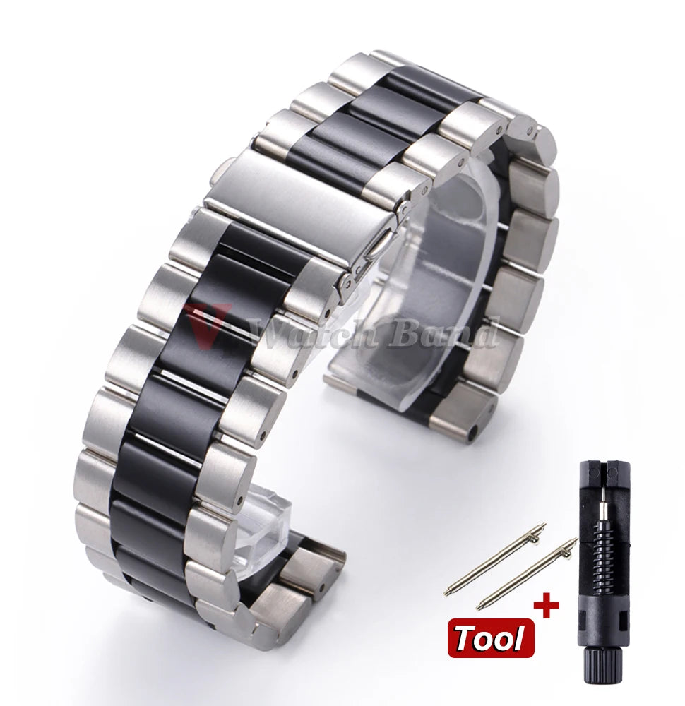 22mm 20mm Watch Band For Samsung Galaxy Watch 7/6/5/4/3 40mm 44mm S3 Active2 Huawei Watch GT4 GT3 Gt2e Stainless Steel Band