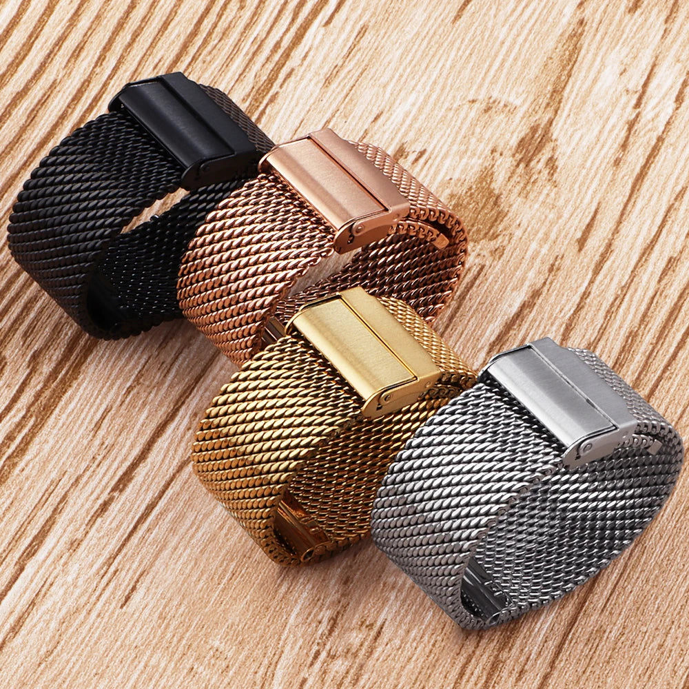 1.0mm Mesh Milanese Watchband Quick Release for DW Stainless Steel Bracelet for Omega Adjustable Straps for Seiko 18mm 20mm 22mm
