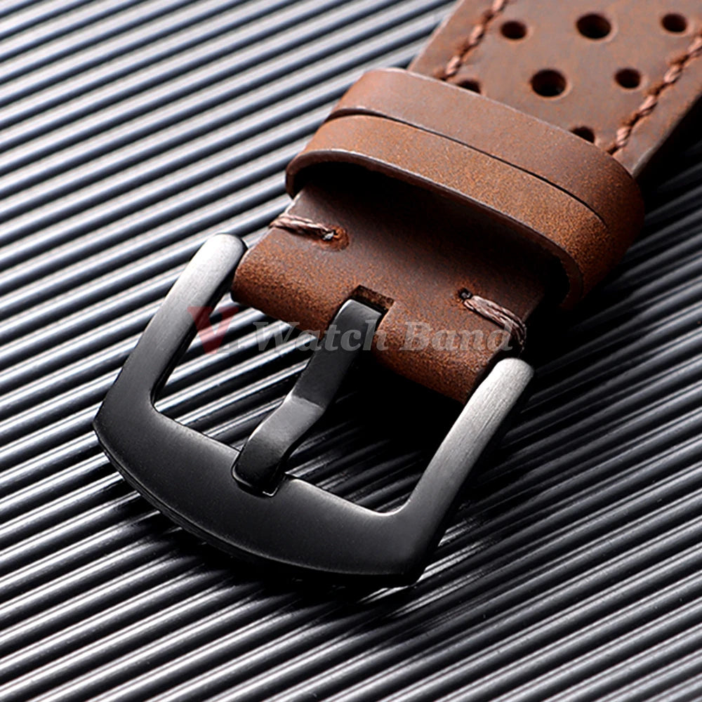 19mm 21mm 18/20/22/24mm Genuine Cowhide Watch Band Metal Buckle Vintage Straps for MenWomen Breathable Bracelet Belt Accessories